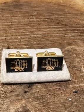 Gold and Black ROMA  Souvenir Cufflinks - Men's Accessories